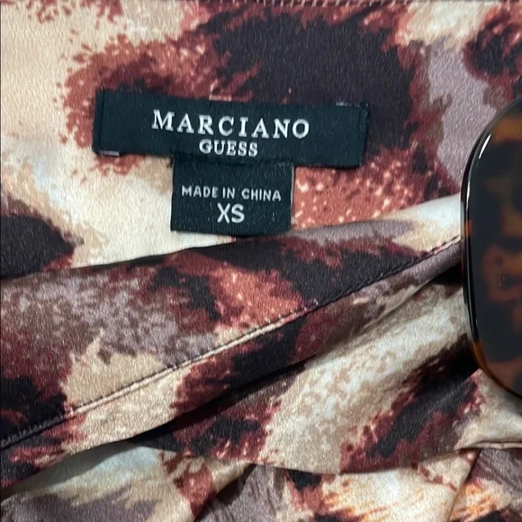 NWT Marciano Guess Animal Magic Wrap Skirt Size XS 100% Pure Silk Brown & Tan - Picture 11 of 16